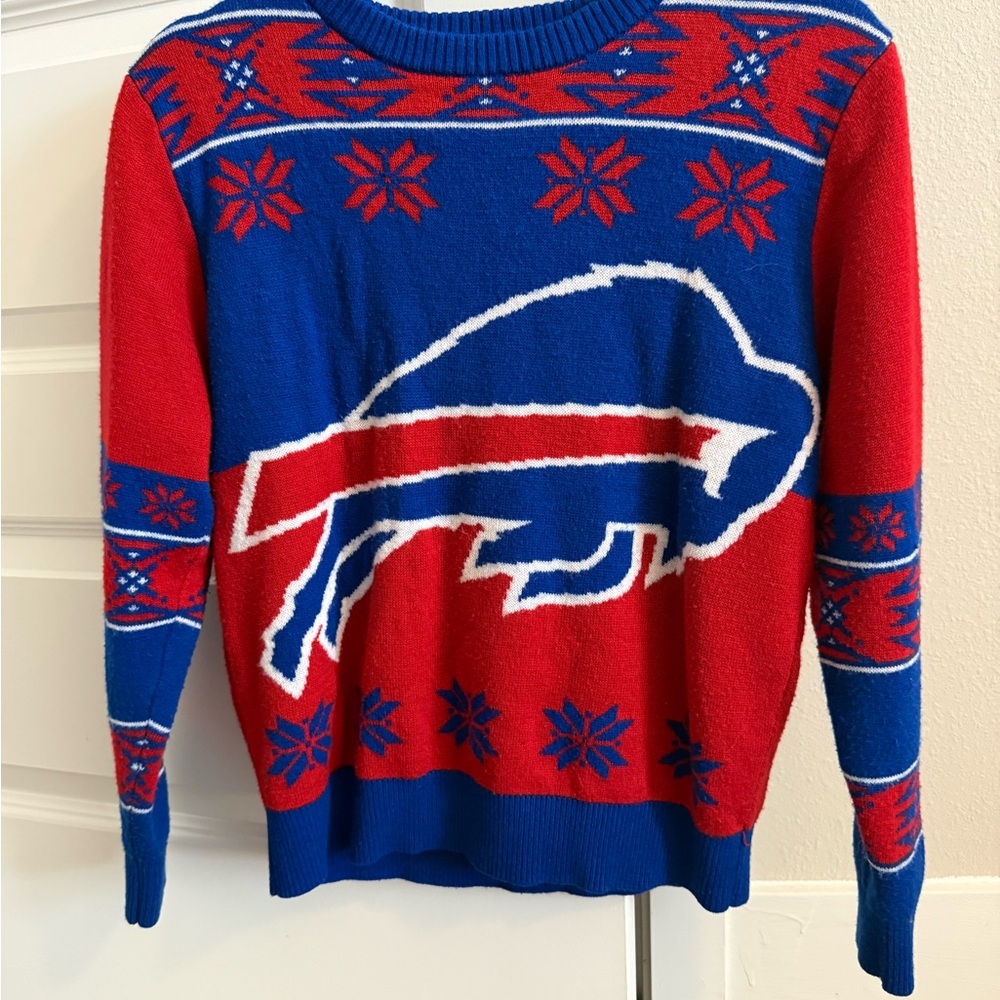 NFL Buffalo Bills Red and Blue Crewneck Sweater